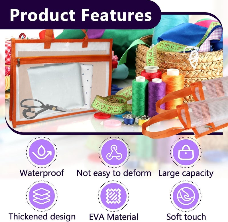 chaseroad 2 Pcs Portable Project Bags for Quilting Knitting, Stitching and Embroidery Projects Storage, Sew Project Bag with Zipper and Double Pockets, Transparent Mesh Sewing Project Bag for Crafter - Image 4